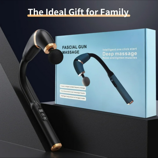 Portable Fascial Gun Body Massager With Handle 4 Professional leval massage heads, Pack Of 1, Black